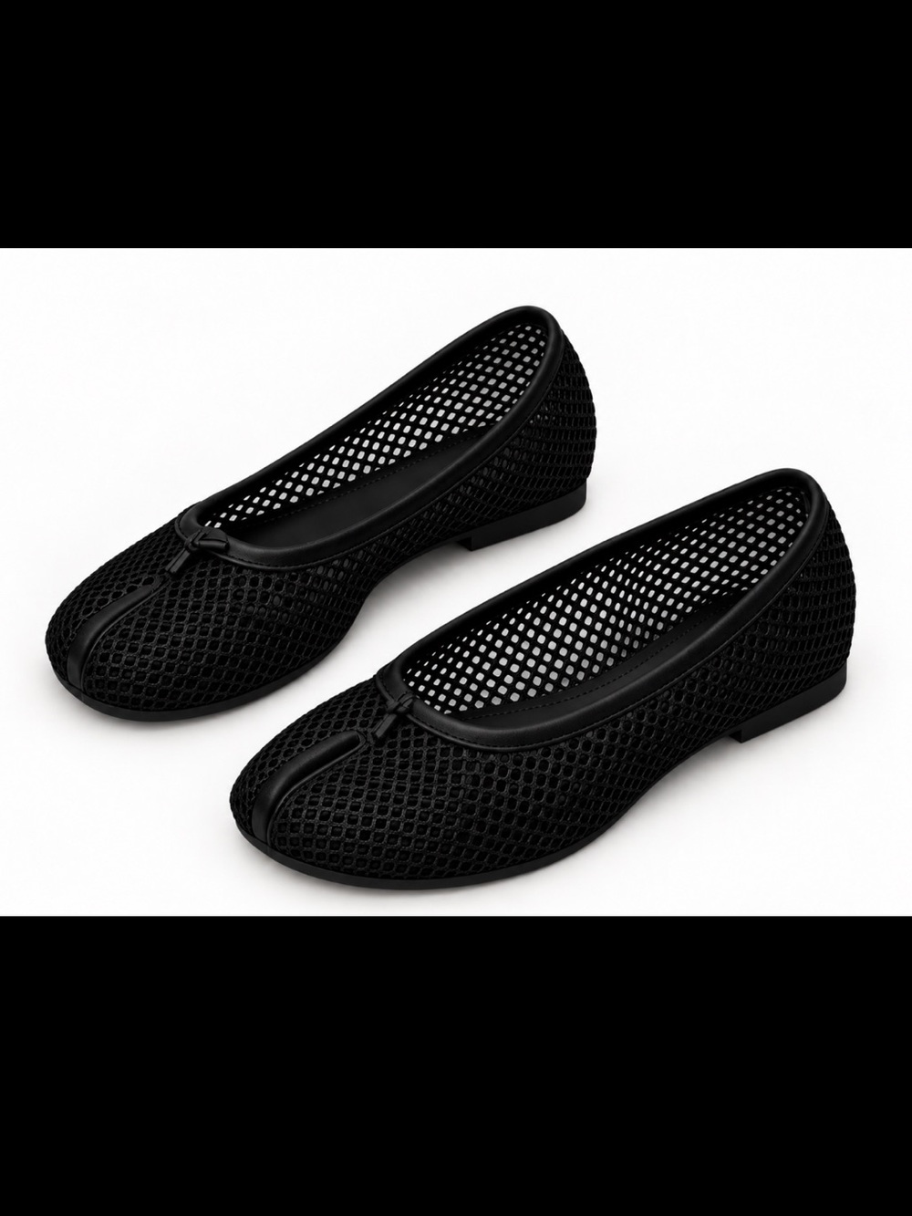 Women's Black Mesh Tabi Flats